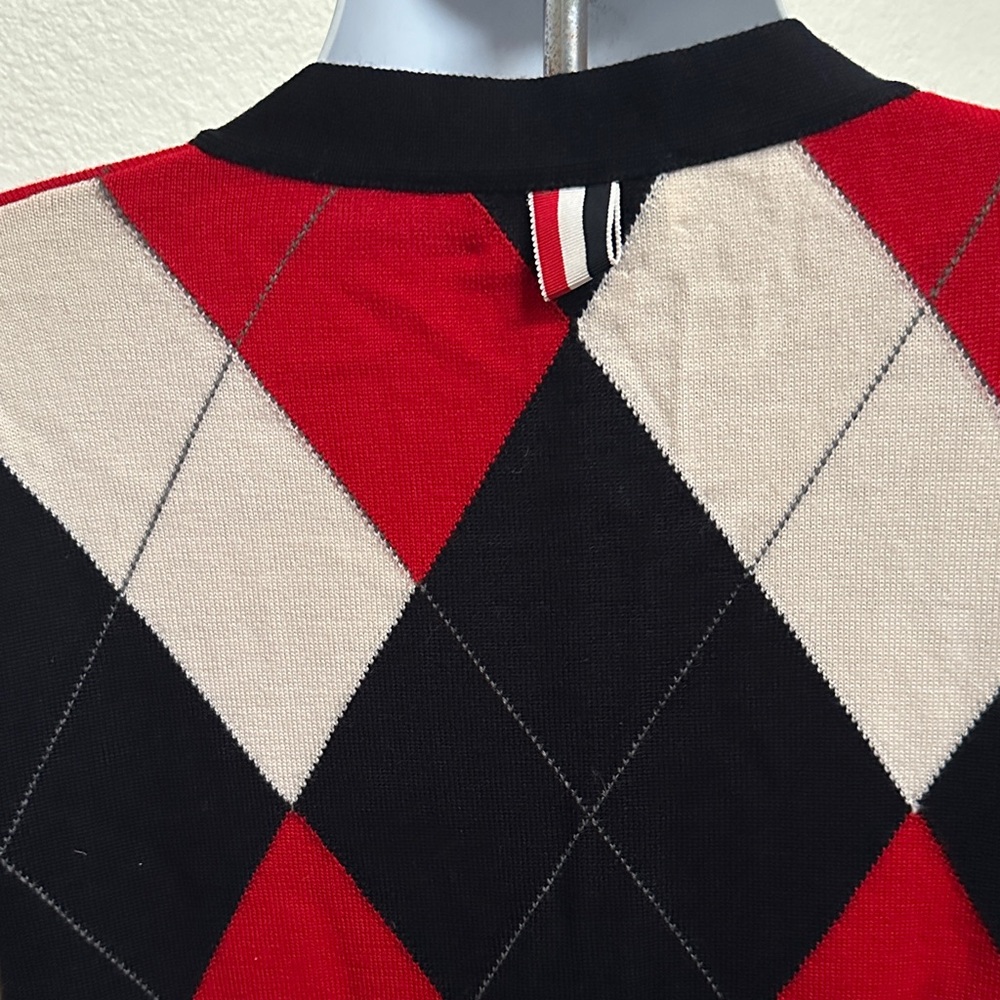 Thom Browne 100% Wool Argyle Patterned Cardigan S… - image 7
